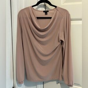 Light Pink Halogen Long Sleeve Blouse- Cowl Neck - Size Large